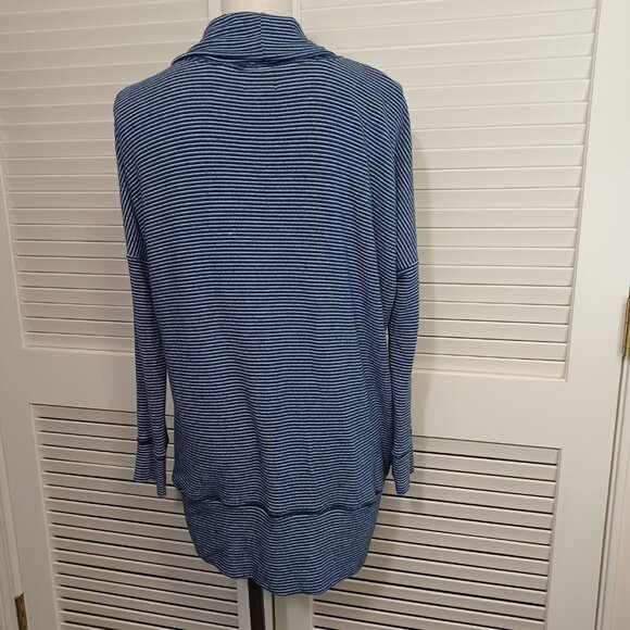 Sundry Cardigan Navy Striped Knit Open Front Cocoon Style Womens Small - Picture 7 of 12